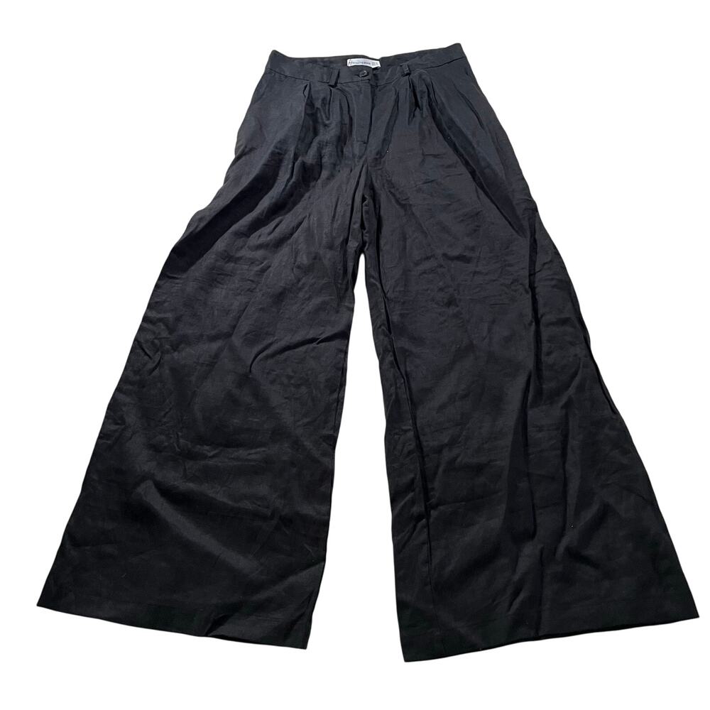 NWT Anthropologie Black 100% Linen High Rise Wide Leg Trouser Pant Wmns XL